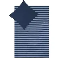 TRAUMSCHLAF Jersey Melange Wendebettwäsche Stripe blau 135x200 cm + 80x80 cm
