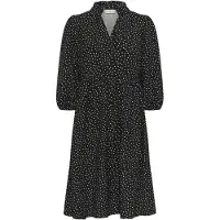 Kaffe Midikleid "Damen Kleid KArea", Damen, Gr. 38, N-Gr, schwarz (schwarz with chalk dot), Obermaterial: 83% Viskose CV. 17% Nylon NY., Kleider Midikleid