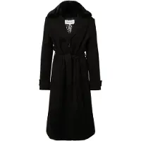 More & more stilvoller, langer Mantel, Fellimitat-Kragen in black | Gr.: 34