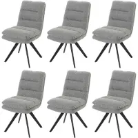 Mendler 6er-Set Esszimmerstuhl MCW-G66, Küchenstuhl, drehbar Auto-Position Stoff/Textil Bouclé MVG hellgrau