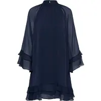 Saint tropez Midikleid SAINT TROPEZ "Damen Kleid LabelleSZ", Damen, Gr. L, N-Gr, blau (night sky), Obermaterial: 100% Polyester PES., Kleider Midikleid