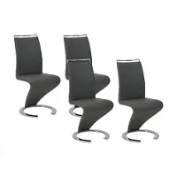 Vente-unique Stuhl Freischwinger 4er-Set - Kunstleder - Schwarz - TWIZY