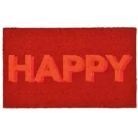 Giftcompany Gift Company Fußmatte Happy Neon, Türmatte, Kokosmatte, Kokos, Vinylrücken, Rot, 45 x 75 cm, 1020901003