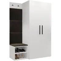 Mirjan 24 Garderoben-Set Medi IV, Schuhschrank, Kleiderhakenbrett, 4x Paneel 42x42, 2 Kleiderhaken (Farbe: Weiß, Polo 877)