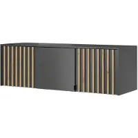 Ravio Schrankaufsatz Aufsatz für Kleiderschrank STILO 3D 155 cm Graphit Lamellen Artisan Eiche