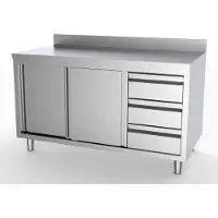 CombiSteel Arbeitsschrank mit 2 Türen 3 Schubladen Aufkantung 1800x700x850mm