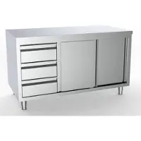 CombiSteel Arbeitsschrank mit Schiebetüren 3 Schubladen Edelstahl 1400x700x850mm