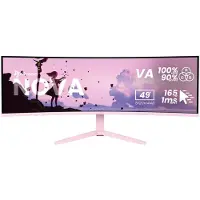 AROZZI Nova 49" v2 Gaming Monitor - Gebogen - DQHD VA - 165Hz - USB-C - Rosa