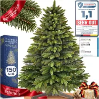 ELONEO Künstlicher Weihnachtsbaum – Naturgetreue Tanne mit Holzständer, 150 cm