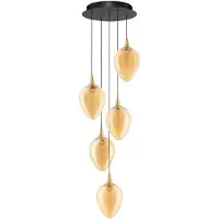 Lyora LED Pendelleuchte Nali dimmbar 30W warmweiss 3000K Messinggold Schwarz Champagner Glas Metall Ø35cm 9416976
