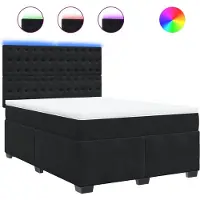 vidaXL Boxspringbett mit Matratze Schwarz 160x200 cm Samt