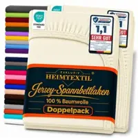 EXKLUSIV HEIMTEXTIL Doppelpack Jersey Spannbettlaken Premium Naturweiß 60 x 120 - 70 x 140 cm