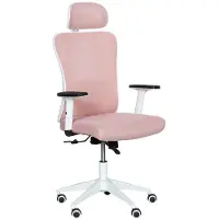 Carmen 7588 Ergonomischer Bürostuhl mit Netzrücken, Kopfstütze, Lordosenstütze und 1D-Armlehnen – Rosa