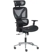 Carmen LORIENT Ergonomischer Bürostuhl mit Netzrücken, Kopfstütze und 1D-Armlehnen – Schwarz