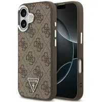 GUESS Case Magsafe 4G PU Leather Case With Triangle Logo And Silver Metal Camera Frame For iPhone 17