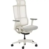 Carmen 7574 Ergonomischer Bürostuhl mit Netzrücken, Kopfstütze und 3D-Armlehnen – Creme
