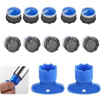 Markenlos Set von 10 Kunststoff Strahlreglern Wasserhahn M18.5 - Filter für Küchenarmaturen und Waschbeckenarmaturen mit 2 Schlüsseln