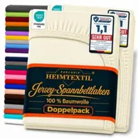 EXKLUSIV HEIMTEXTIL Doppelpack Marke Jersey Spannbettlaken 120 x 200 cm Naturweiss