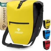 RADGEIST Fahrradtasche für Gepäckträger - Tasche für Fahrrad Gepäckträger - Gepäckträgertasche wasserdicht & Umhängetasche - Radtasche mit Reflektoren – Gelb, Größe 28 L - Single