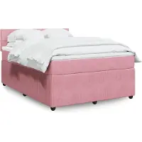 vidaXL Boxspringbett mit Matratze Rosa 140x190 cm Samt