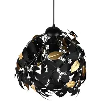 RL Hängelampe, Blattdesign, Metall, schwarz, H 150 cm