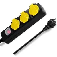 Trotec Steckdosenleiste mit 2m Kabel, 3-fach in schwarz, mit Schalter