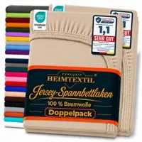 EXKLUSIV HEIMTEXTIL Doppelpack Jersey Spannbettlaken 140 - 160 x 200 cm Sand