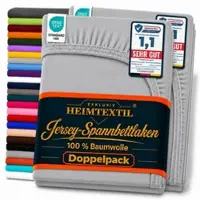 EXKLUSIV HEIMTEXTIL Doppelpack Jersey Spannbettlaken 200 x 220 cm Grau