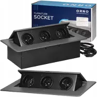 ORNO OR-GM-9033/GR Versenkbare Arbeitsplattensteckdose 3-fach Graphit