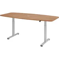 Bümö Konferenztisch elektrisch XMST22 - Gestell: Silber, Nachbildung: Nussbaum