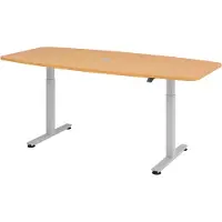 Bümö Konferenztisch elektrisch XMST22 - Gestell: Silber, Nachbildung: Buche