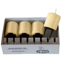 Kopschitz Kerzen 4er Set Adventskerzen mit Safety Clip und Kerzenstecker (Haltekrallen) Pinie Beige 6 x ? 5 cm