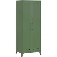 Bisley Fern Maxi Kleiderschrank aus Metall | Metallschrank im Retro-Instustrial Design in olivgrün