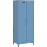 Bisley Fern Maxi Kleiderschrank aus Metall | Metallschrank im Retro-Instustrial Design in blau