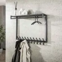 Feeling4Home Garderobe Melamik Metall und Melamin, modern mit Keramik-Optik, grau schwarz, Hutablage und 20 Haken