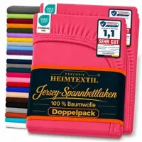 EXKLUSIV HEIMTEXTIL Doppelpack Marke Jersey Spannbettlaken 200 x 220 cm Pink