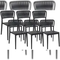 CLP 6er Set Gartenstühle Portofino Kunststoff HBT: 84x45x55 cm schwarz