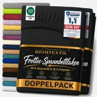 EXKLUSIV HEIMTEXTIL Doppelpack Frottee Spannbettlaken 200 x 220 cm Schwarz