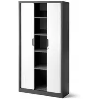 Jan Nowak Aktenschrank Rolladenschrank DAMIAN 185 x 90 x 45 cm Anthrazit-Weiß