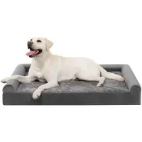 PromoHome Orthopädisches Hundebett XXL – Große Hundebank 121x76x18 cm – Grau – Abnehmbarer & Waschbarer Bezug – Rutschfest