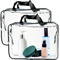 PromoHome Transparente Reise-Toilettentasche Set - 2 Stück Wasserdichte PVC-Taschen, 6L, TSA-zugelassen