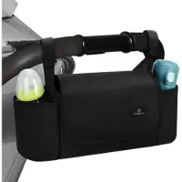 PromoHome Kinderwagen Organizer Tas – Tragbare Buggy Aufbewahrungstasche mit isolierten Becherhaltern, Schultergurt und großem Stauraum
