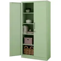 Jan Nowak Aktenschrank abschließbar JAN 5 Ebenen, Flügeltüren | Metallschrank Werkstatt Büroschrank aus Stahl Werkzeugschrank, 195x90x40cm Pastellgrün