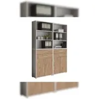 Moebel-dich-auf Aktenschrank TABOR 20 in lichtgrau / Gold Harbor Oak, Schrankwand, Büroschrank, Metallgriffe