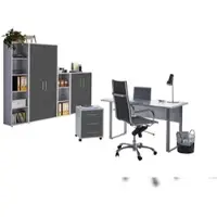 Moebel-dich-auf Büromöbel-Set TABOR 4 in lichtgrau / anthrazit matt, Arbeitszimmer Komplett-Set Büro