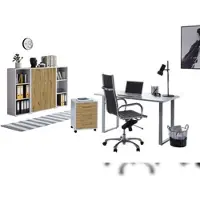 Moebel-dich-auf Büromöbel-Set TABOR 2 in lichtgrau / Artisan Eiche, Arbeitszimmer Komplett-Set Büro