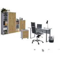 Moebel-dich-auf Büromöbel-Set TABOR 4 in lichtgrau / Artisan Eiche, Arbeitszimmer Komplett-Set Büro
