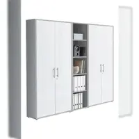 Moebel-dich-auf Aktenschrank TABOR 10 in lichtgrau / weiß matt, Schrankwand, Büroschrank, abschließbar, Metallgriffe