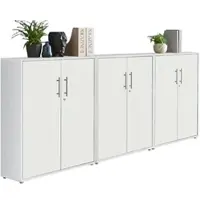 Moebel-dich-auf Aktenschrank TABOR 99 in weiß / weiß matt, Schrankwand, Büroschrank, abschließbar, Metallgriffe