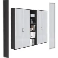 Moebel-dich-auf Aktenschrank TABOR 10 in anthrazit / weiß Hochglanz, Schrankwand, Büroschrank, abschließbar, Metallgriffe